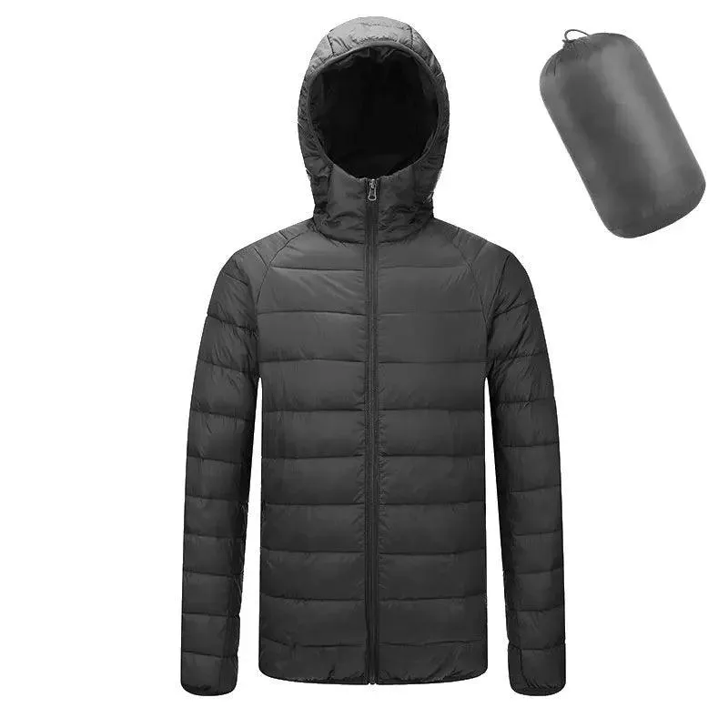 r Men's Lightweight Hooded Coat Winter Warm Solid Color ZippeJacket Fashion Men's coat