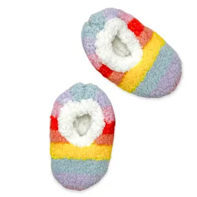 Rainbow Striped Fuzzy Babba Slipper Sock