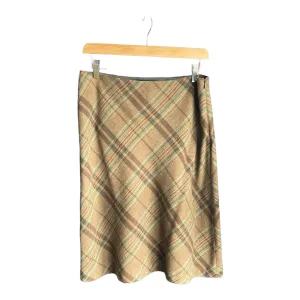 Ralph Lauren Wool Blend Brown Plaid Skirt UK Size 12