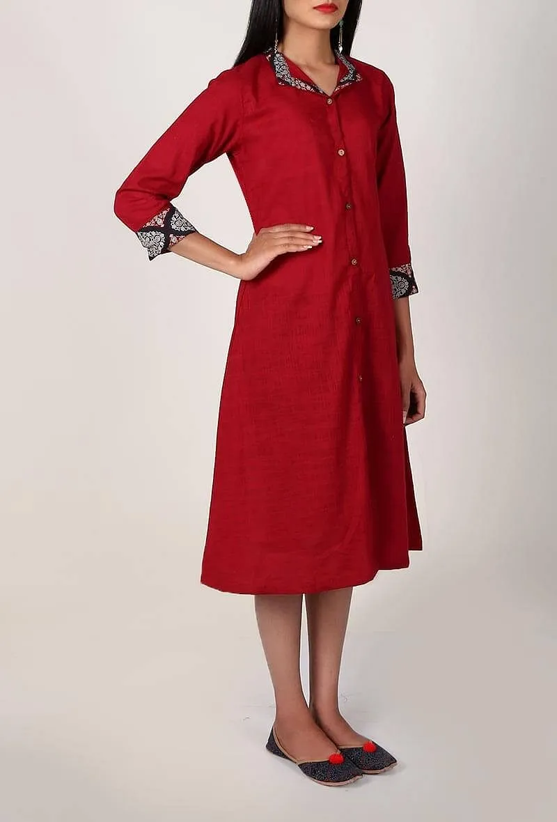 Red Ajrakh Shirt Jacket