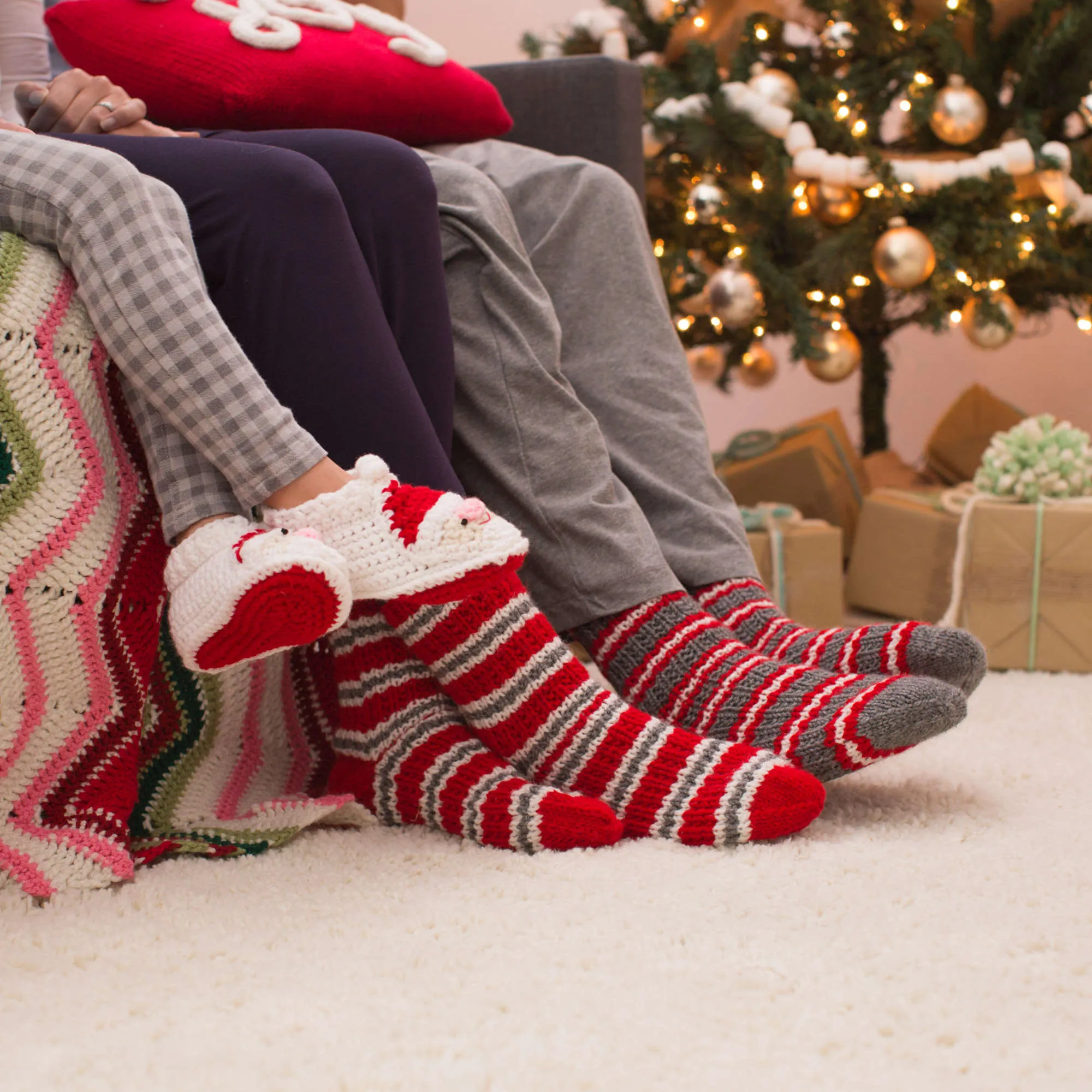 Red Heart Crochet Child's Santa Slippers