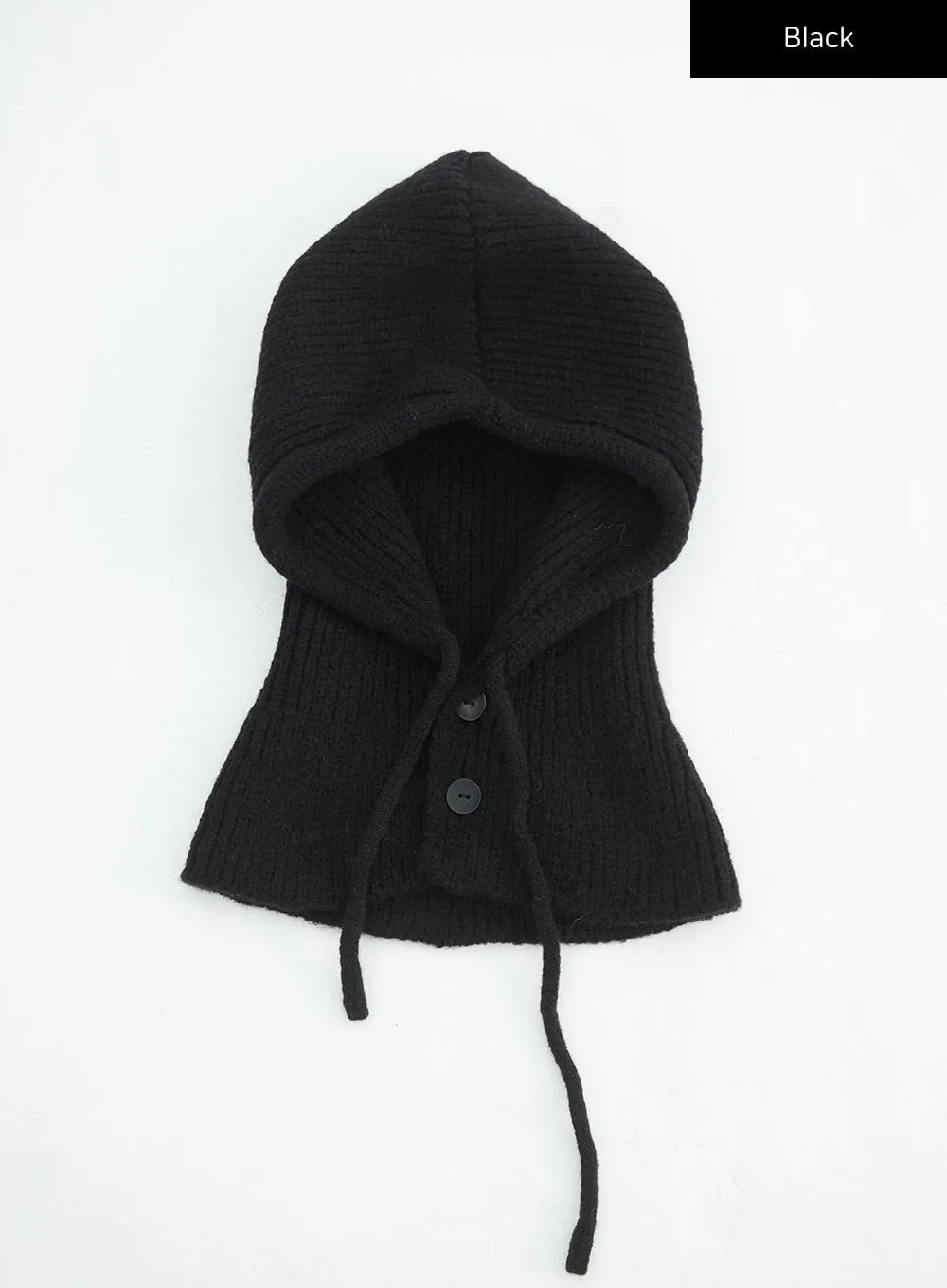 Ribbed Buttoned Balaclava IN317