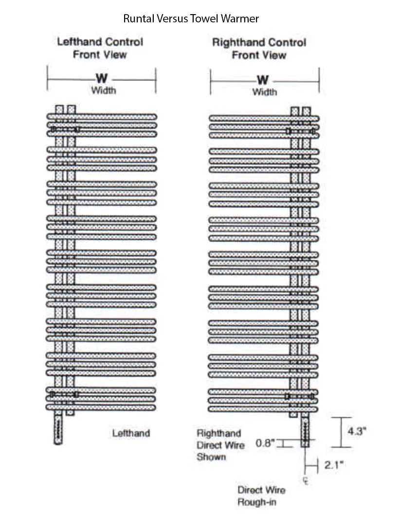 Runtal Versus VTRER-5223 Plug in Mounted Towel Warmer - 22.8"w x 51.5"h