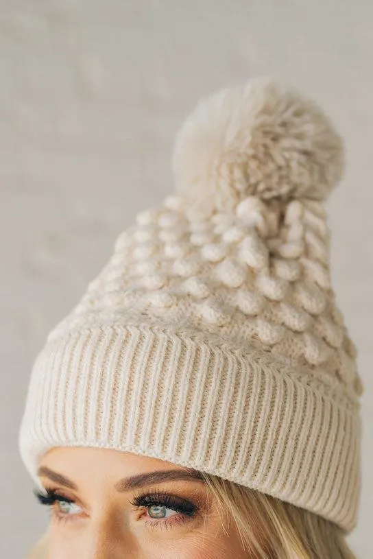 Scalloped Pom Pom Beanie