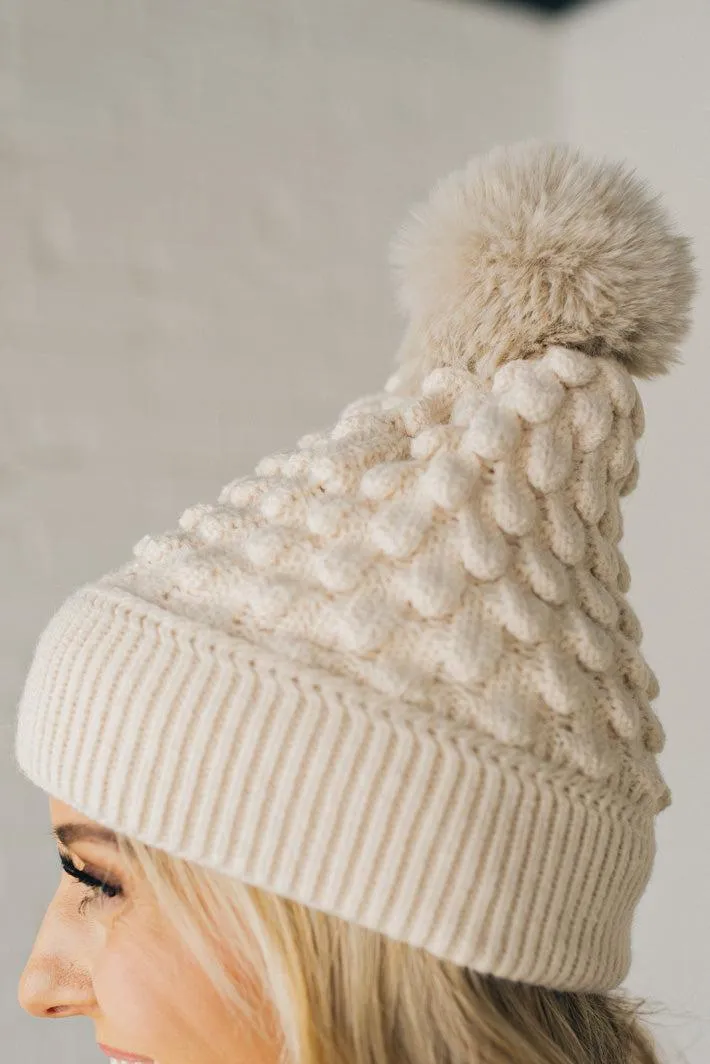 Scalloped Pom Pom Beanie