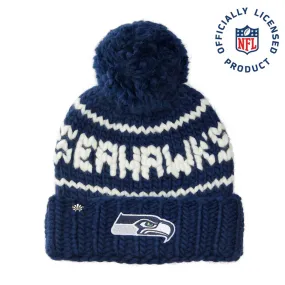 SEATTLE SEAHAWKS LELE SADOUGHI X NFL NAVY BEANIE YARN POM