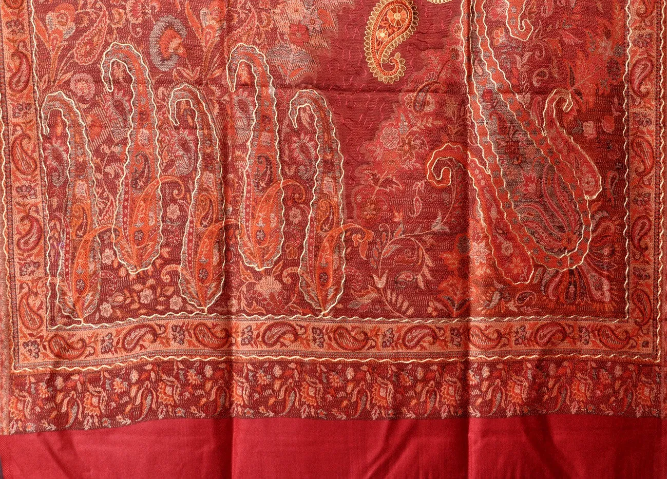 Shawl - Red with Golden Embroidery