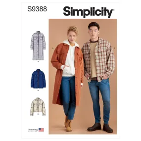 Simplicity Sewing Pattern S9388 Unisex Shirt Jackets