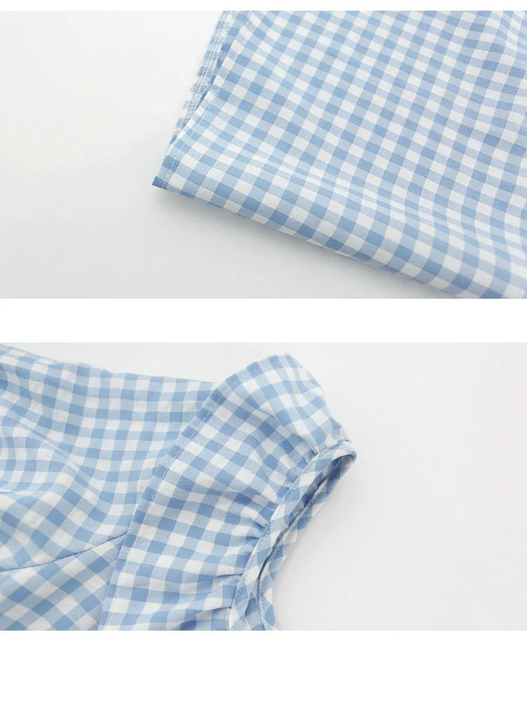 spring new Korean version of the Japanese cute plaid one shoulder dress