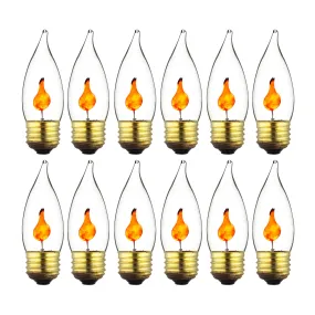 Sunlite 3EFC/12PK 3W Halloween Incandescent Chandelier Flickering Flame Light Bulbs with Medium E26 Base and Crystal Clear Bulb (12 Pack)