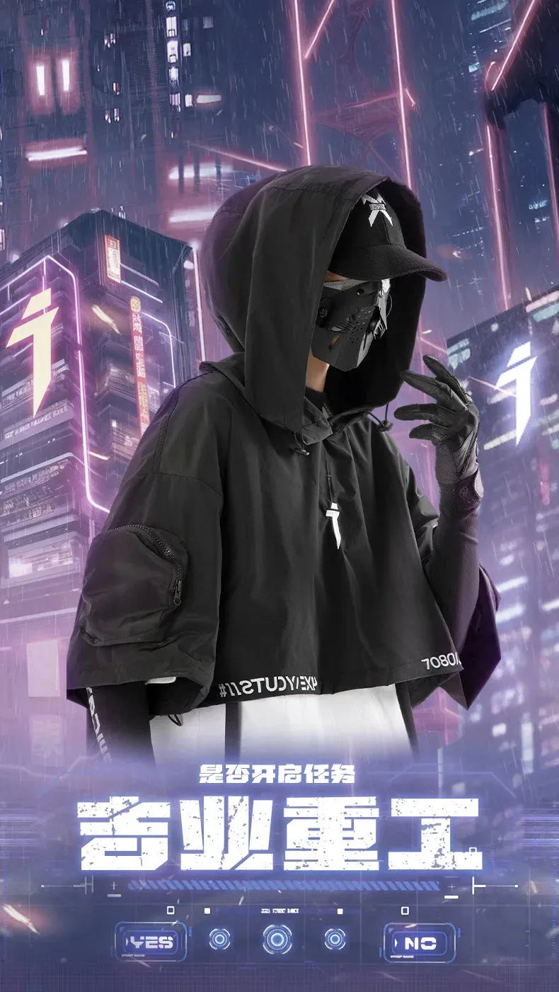 Tactical Techwear Style  Short Jacket Hooded  Functional High Street Casual