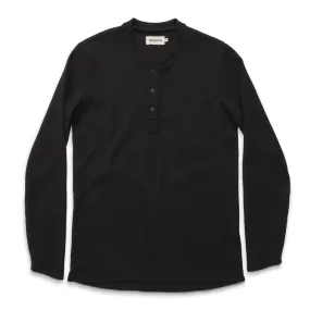 The Henley in Black Merino Waffle