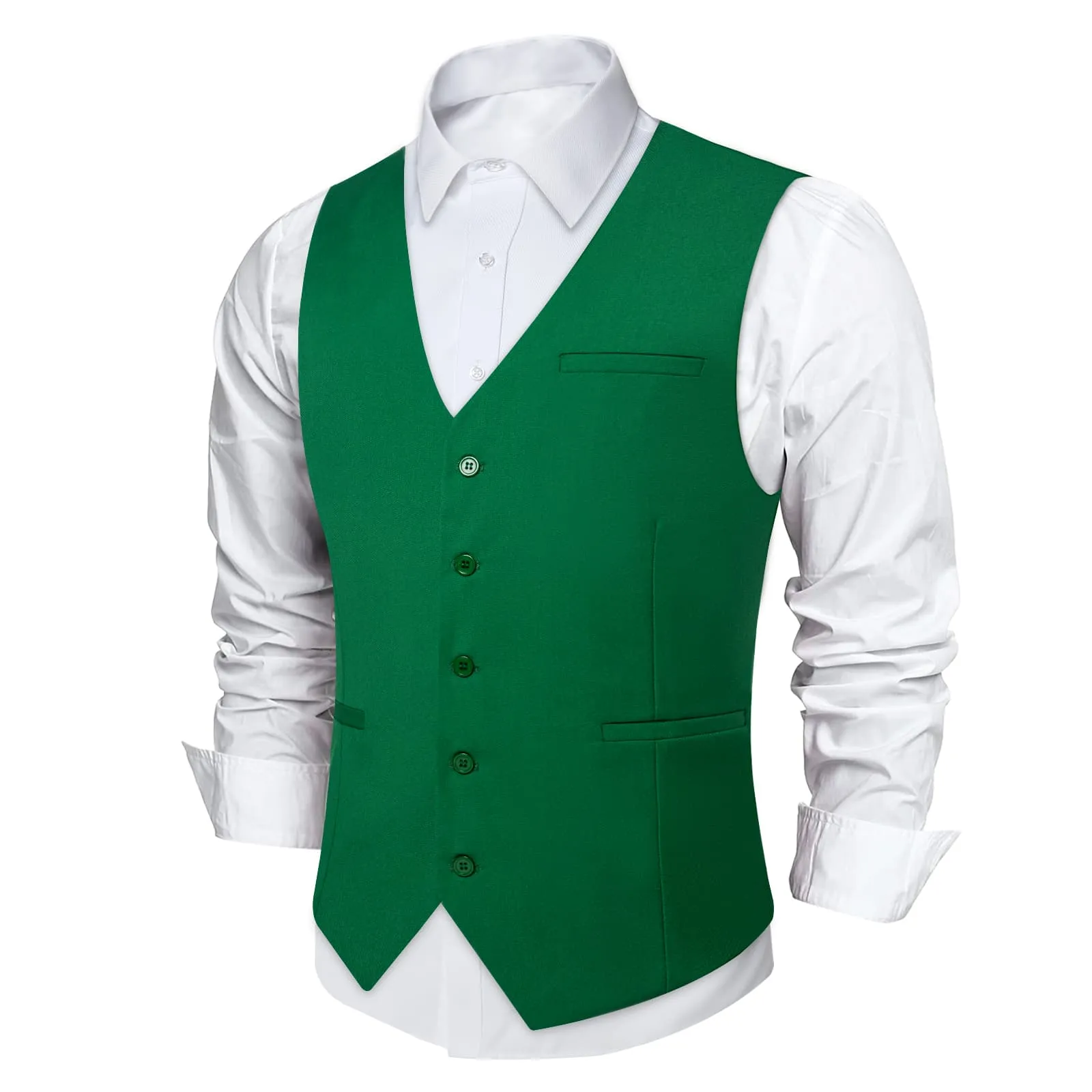 Ties2you Work Vest Cadmium Green Solid Silk Mens Dress Tuxedo Vest for Formal