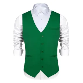 Ties2you Work Vest Cadmium Green Solid Silk Mens Dress Tuxedo Vest for Formal