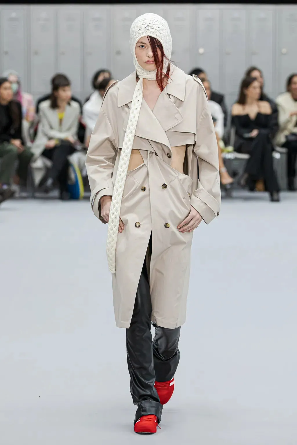 Twisted cut-out trench coat