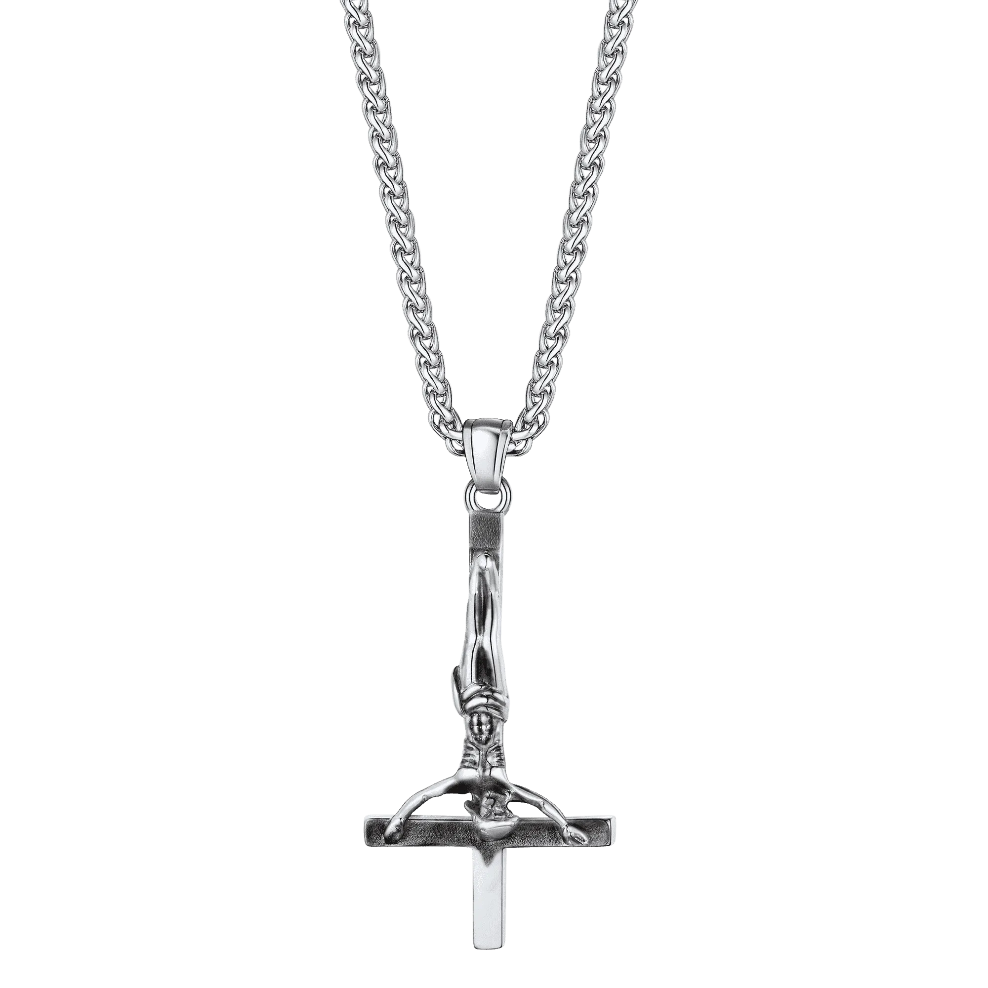 Unside Down Cross Crucifix Necklace Pendant for Men