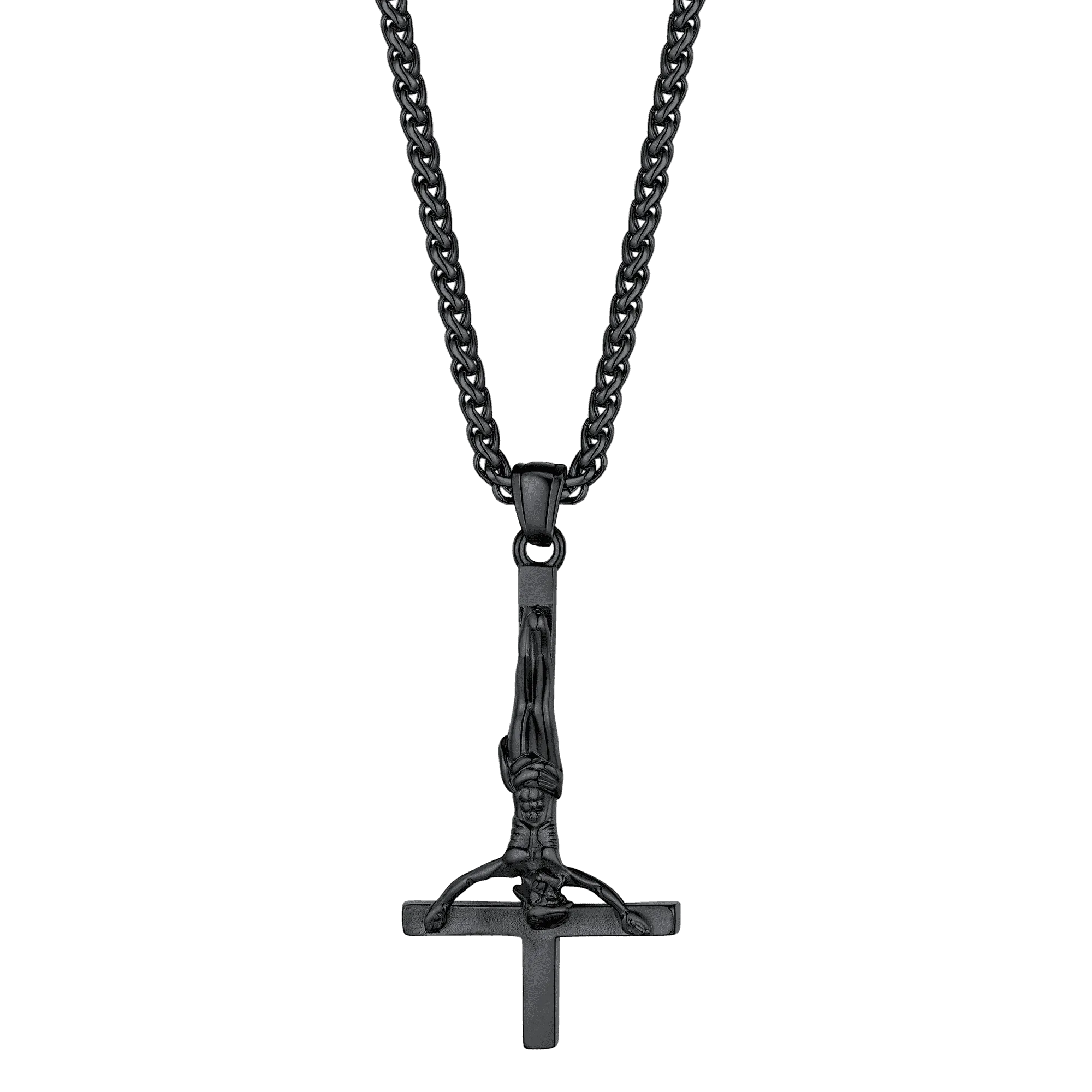 Unside Down Cross Crucifix Necklace Pendant for Men