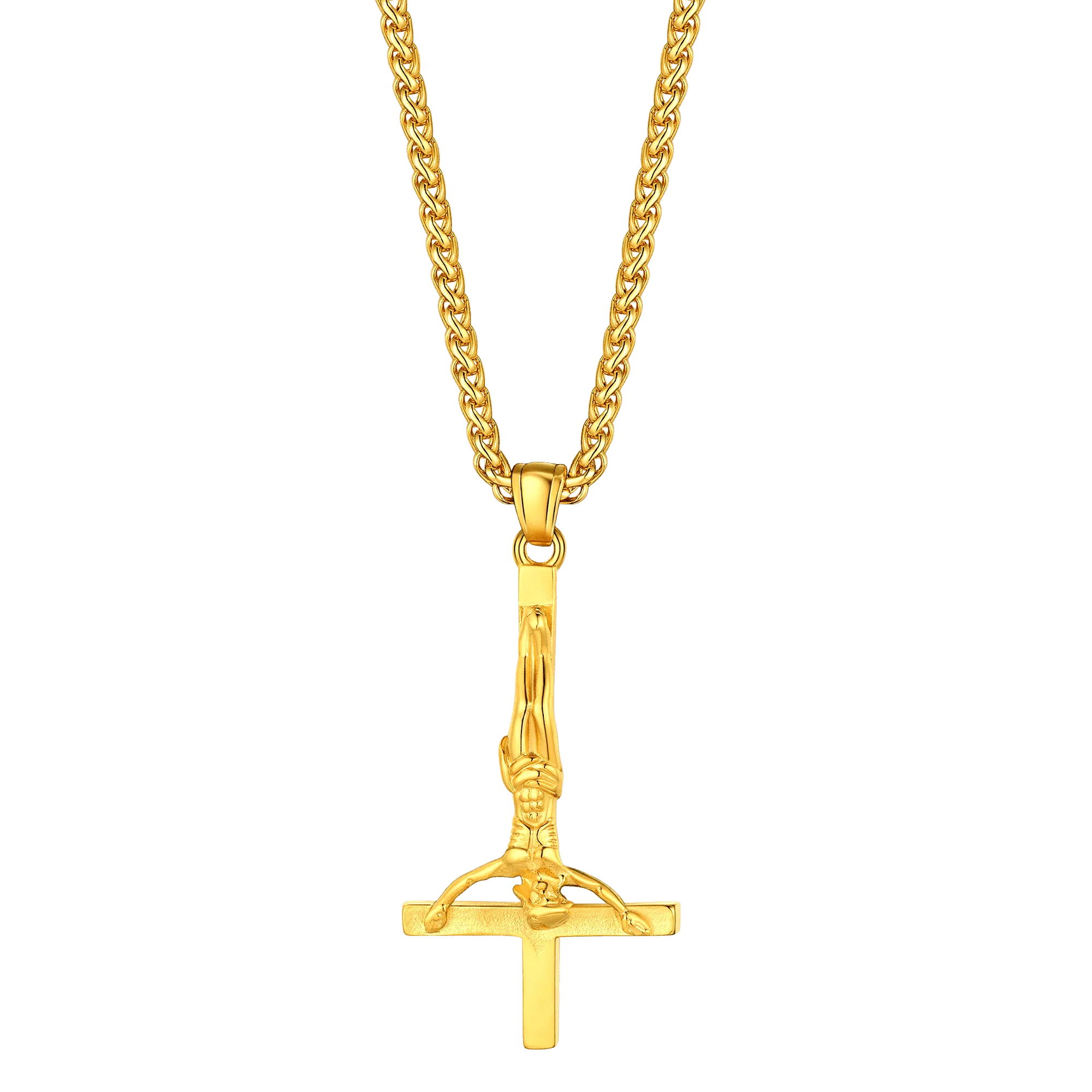 Unside Down Cross Crucifix Necklace Pendant for Men