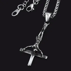 Unside Down Cross Crucifix Necklace Pendant for Men