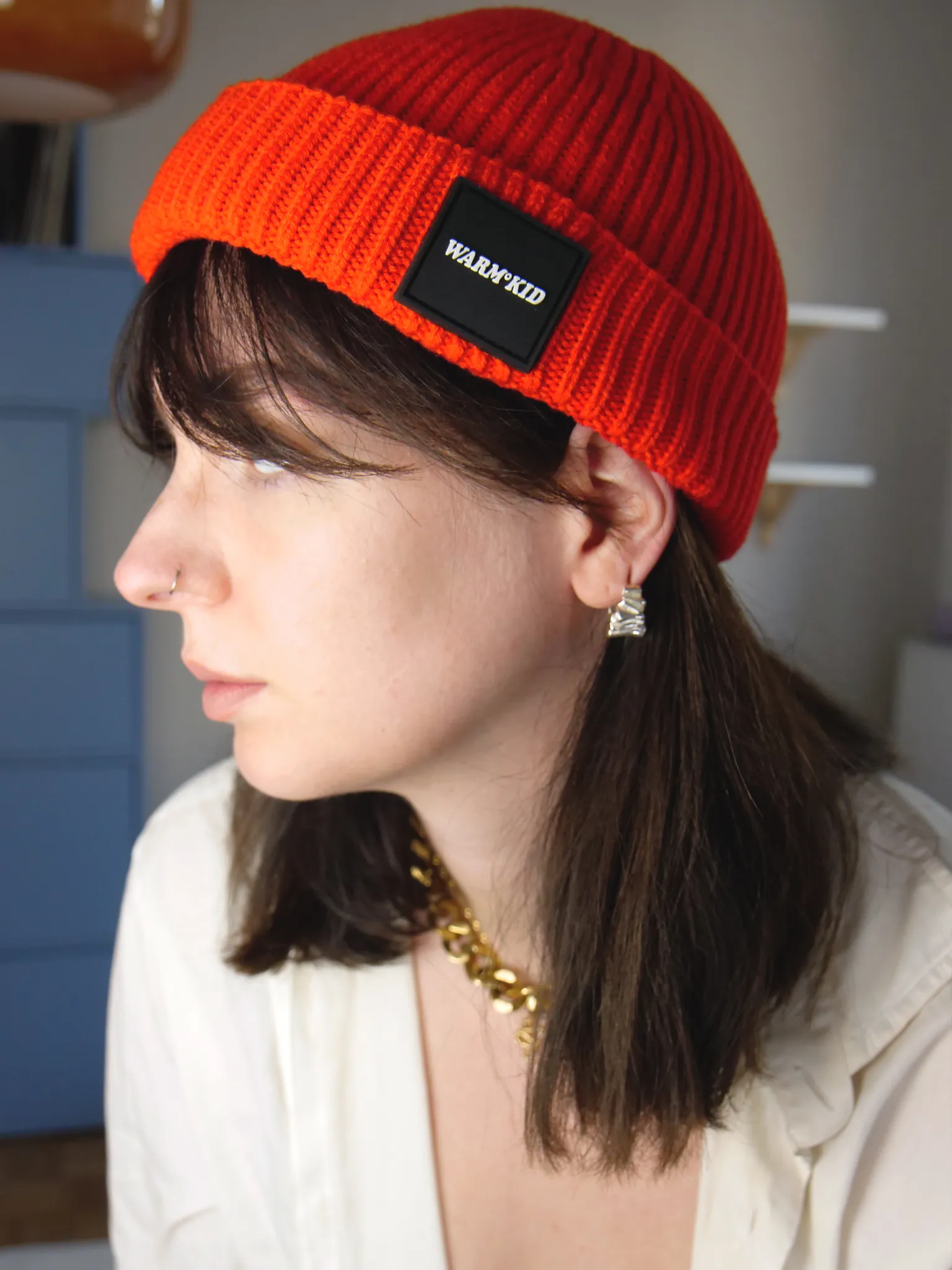 Warm Kid Fisherman Beanie in Rot