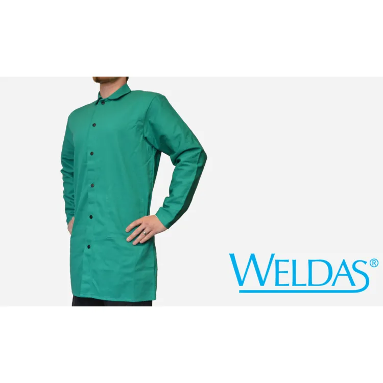 Weldas 33-5236XXL 12oz Green Welding Jacket 36" Whipcord FR Cotton 2XL