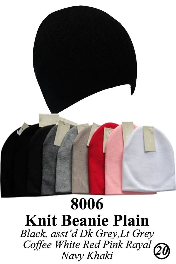 Wholesale Knit Solid Short Plain Beanie Hats H8006