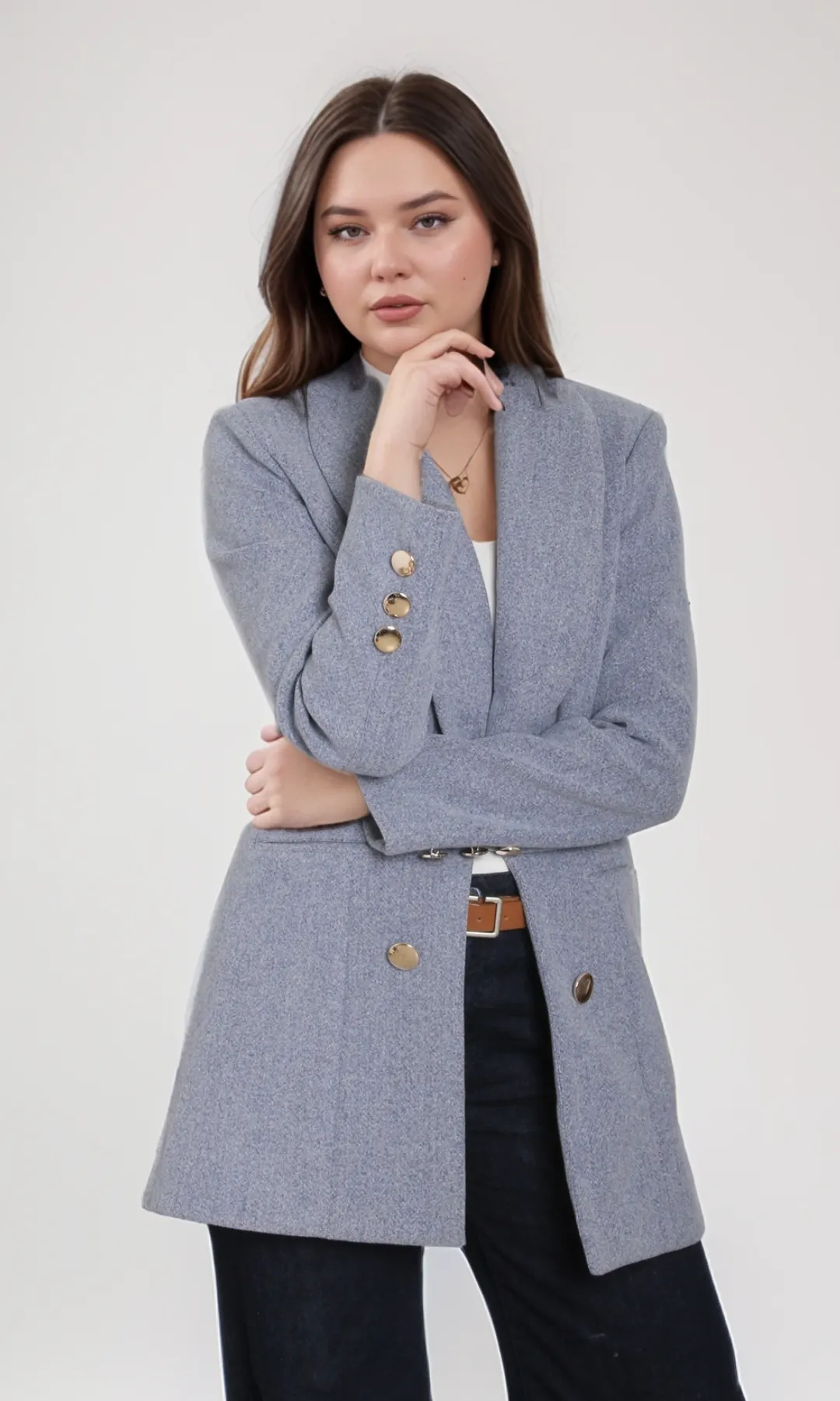 Women Elegant Overcoat (Baby Blue)