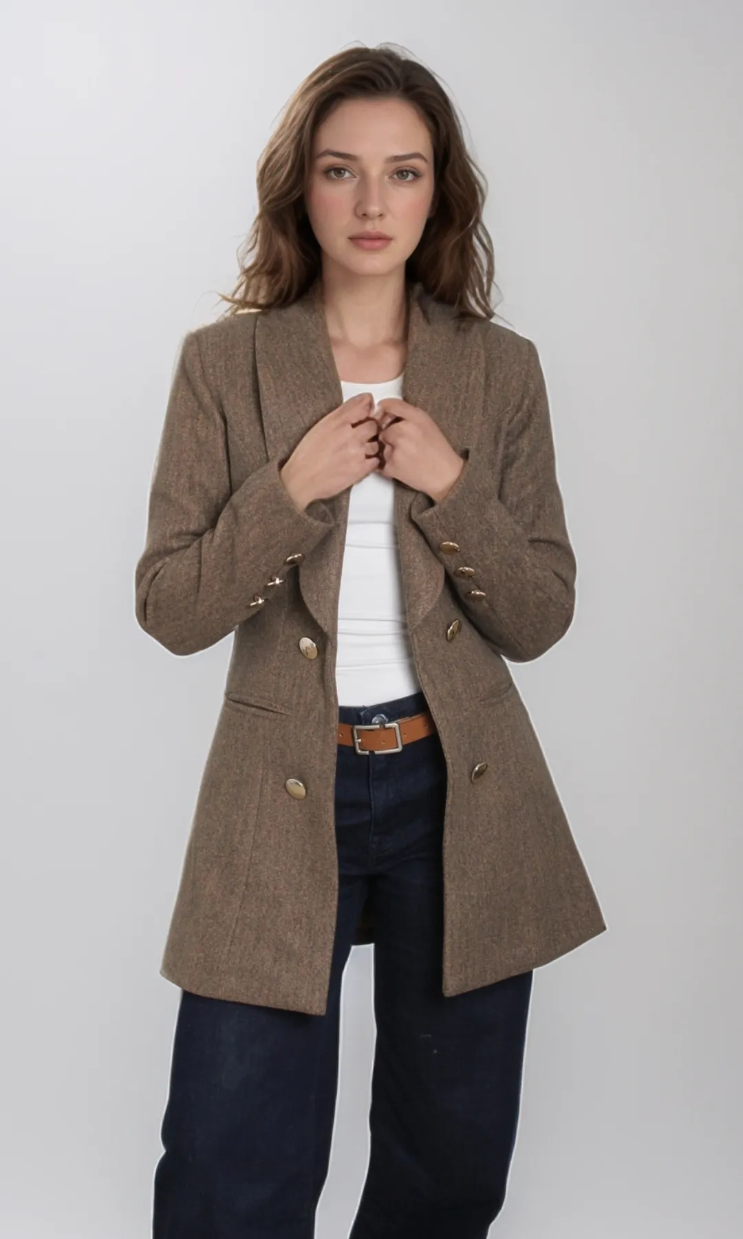 Women Elegant Overcoat (Brown)