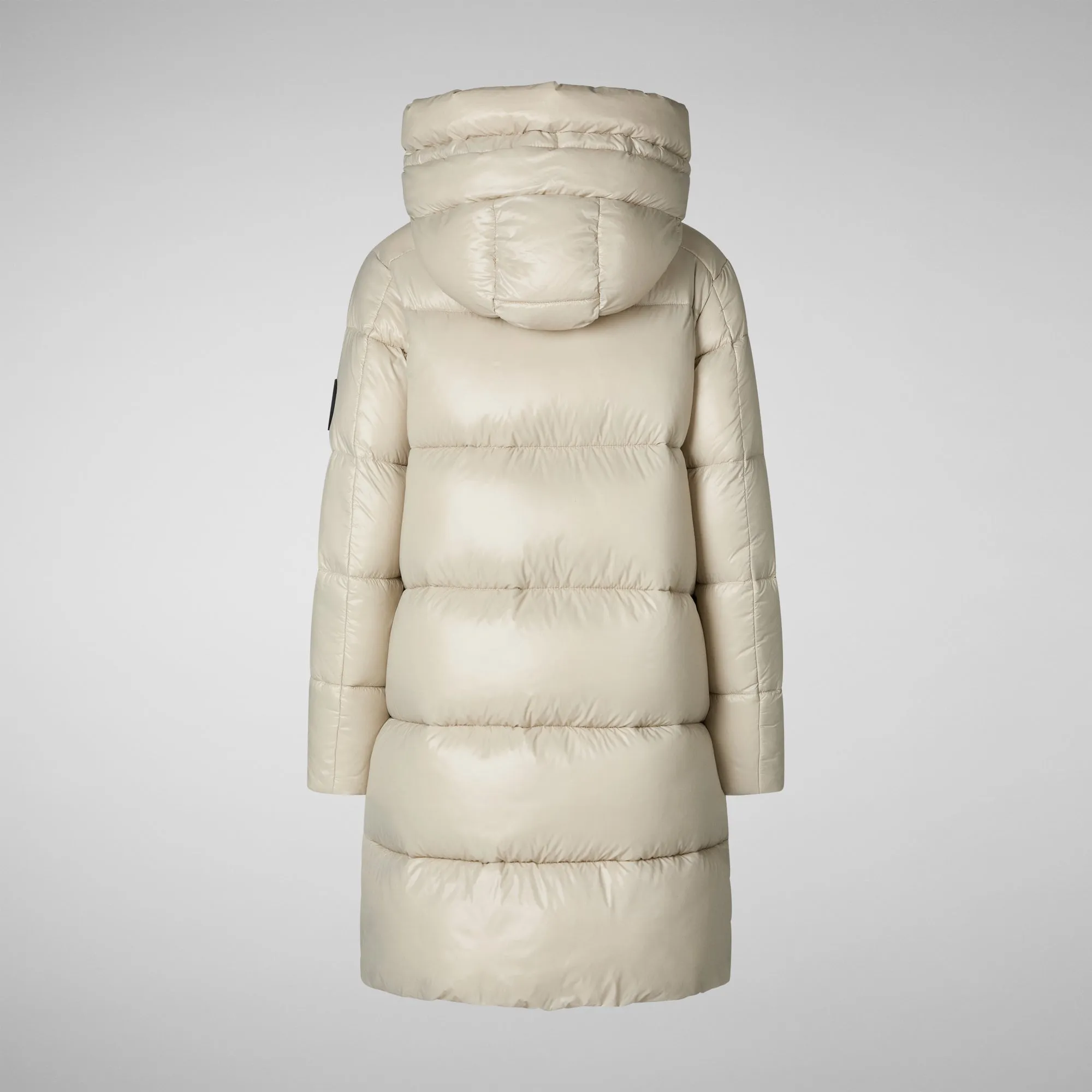 Women's  Hooded Animal free Puffer Coat Isabel in Rainy Beige