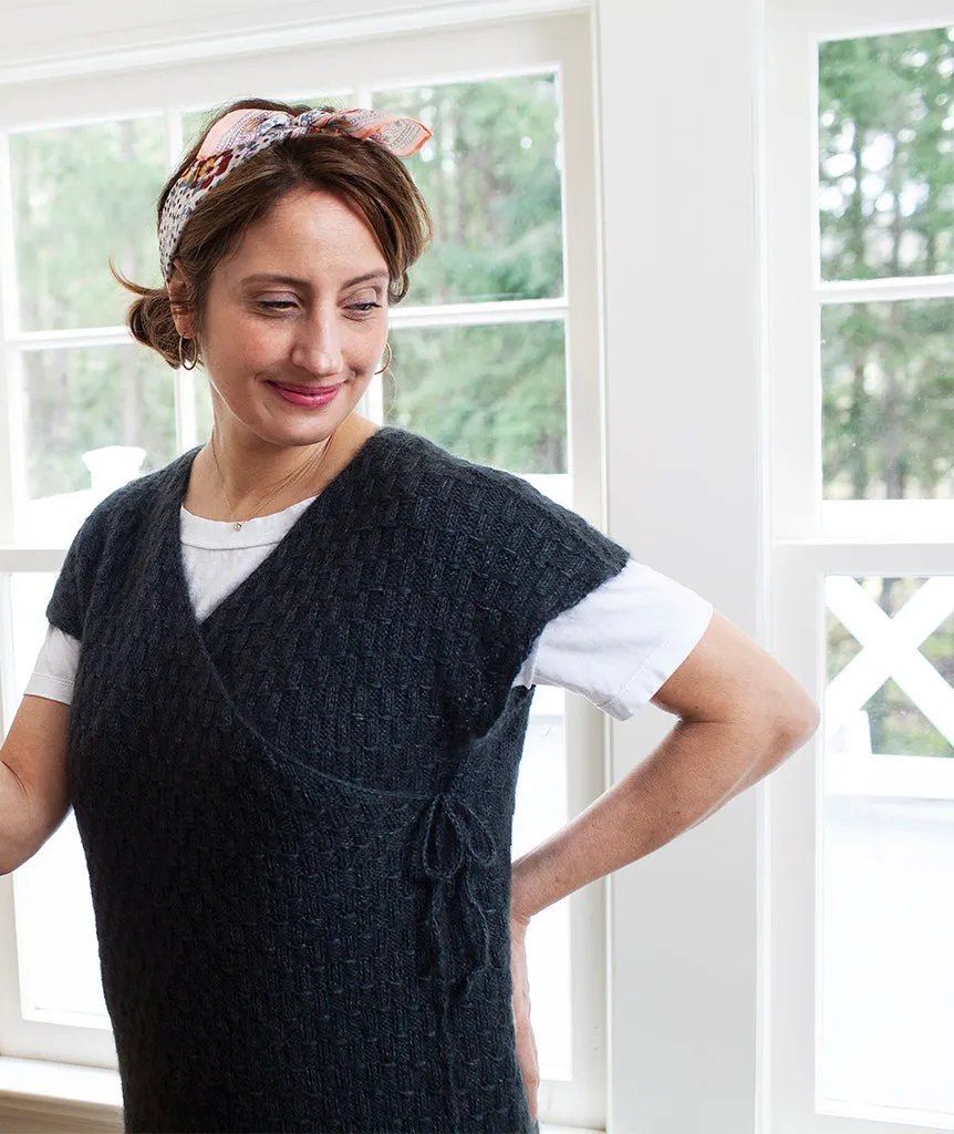 Wrap & Tie Apron Vest Using Isager Bomulin & Silk Mohair