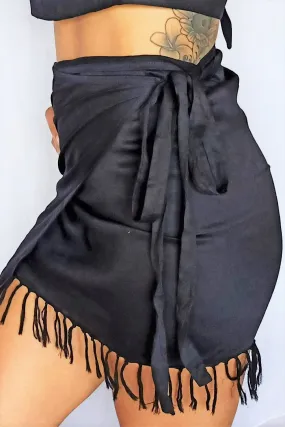 Wrap Mini Skirt in Onyx