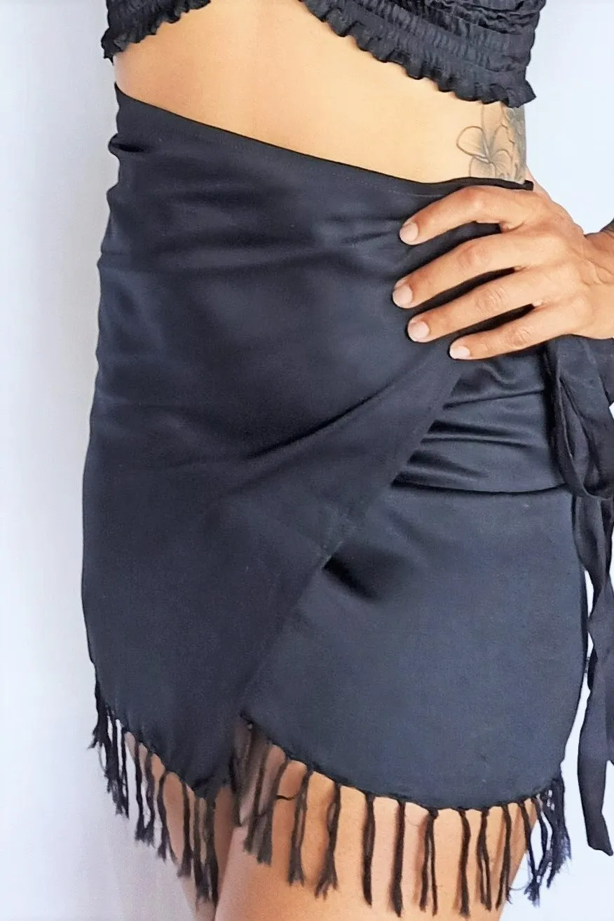 Wrap Mini Skirt in Onyx