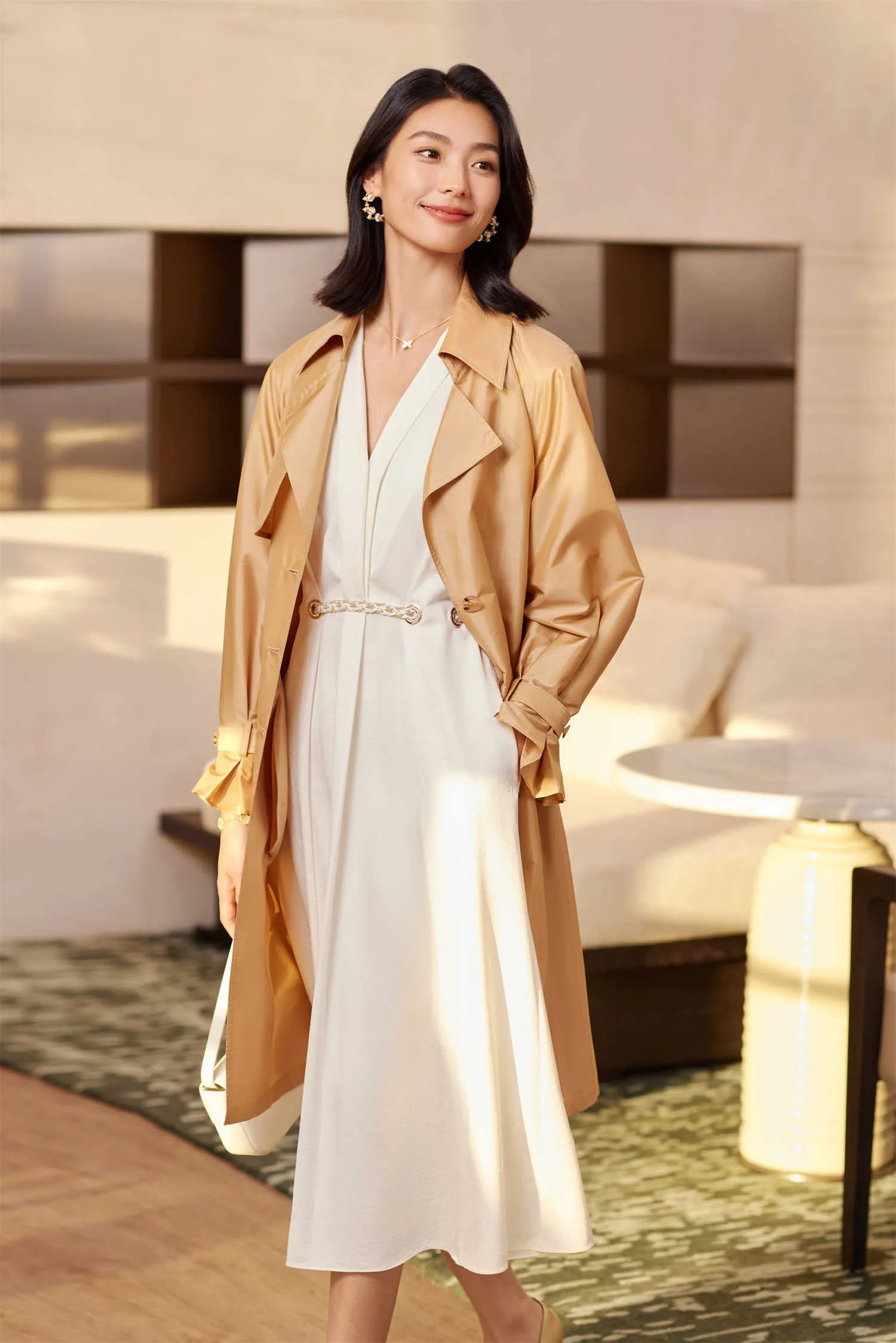 YAYING Mulberry Long Trench Coat EPJPS7303AE