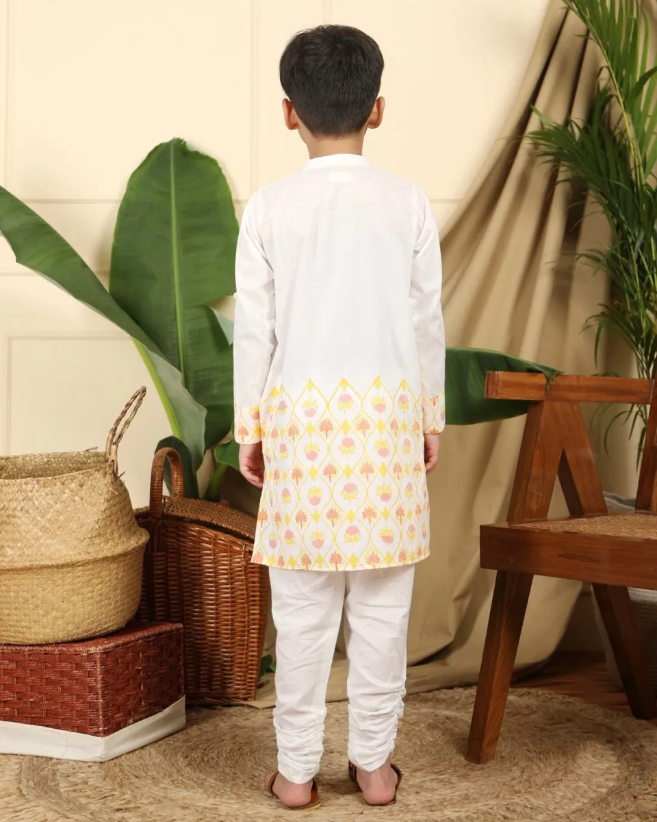 Zahra Boys Hand-Block Printed Ethnic Cotton Kurta Set