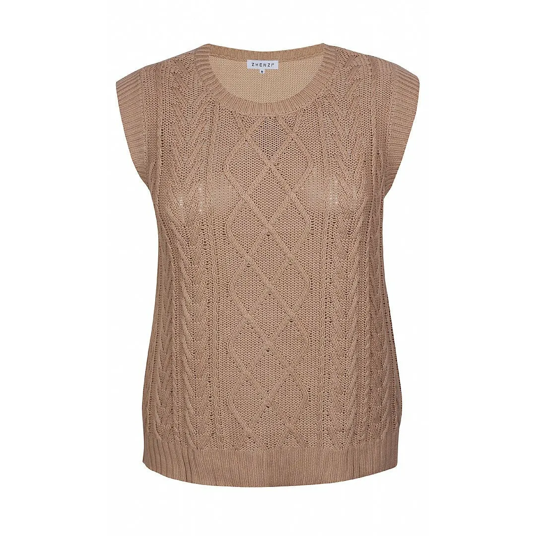 Zhenzi Sleeveless Pullover in Beige