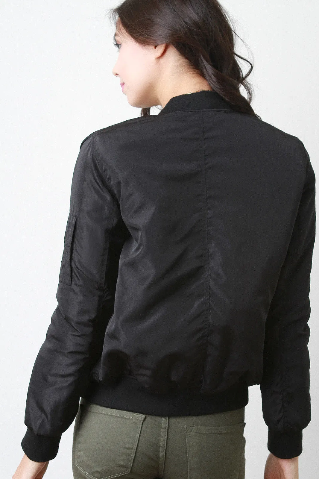 Zipped Up Bomber Puffer Jacket