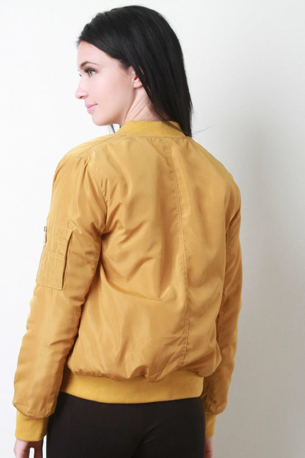 Zipped Up Bomber Puffer Jacket