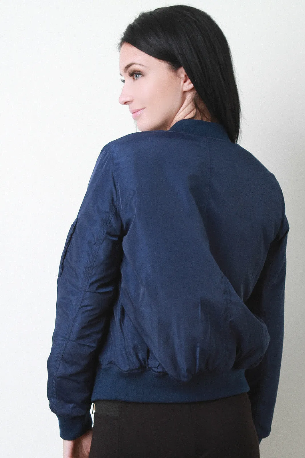 Zipped Up Bomber Puffer Jacket